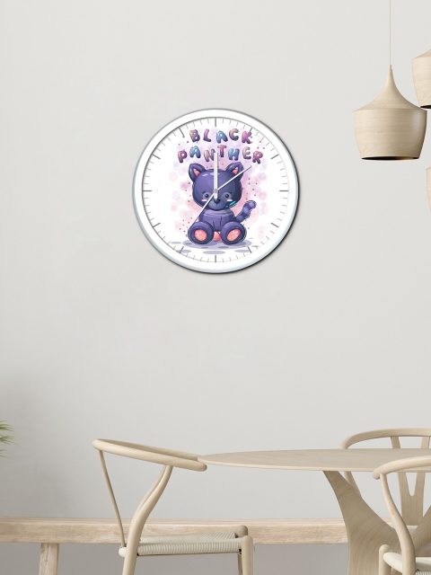 

WENS White & Lavender Printed Traditional Wall Clock