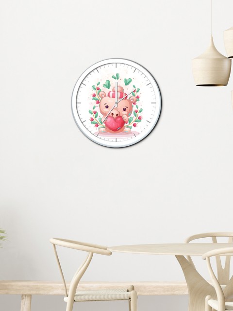 

WENS White & Peach-Coloured Printed Contemporary Wall Clock