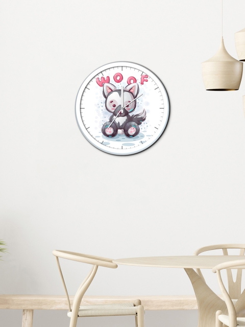 

WENS White & Grey Printed Contemporary Wall Clock