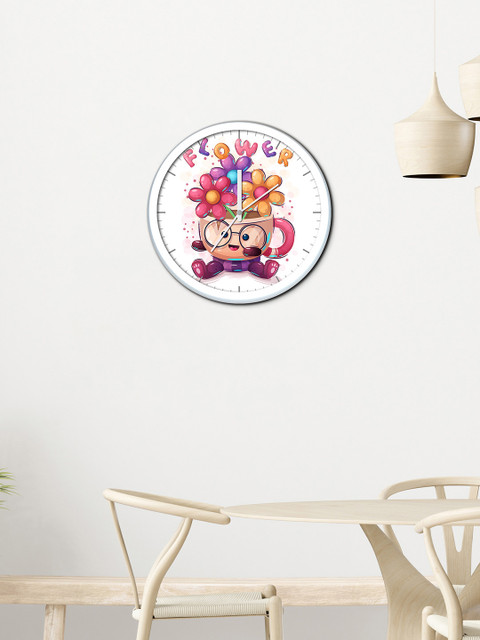 

WENS White & Orange Printed Contemporary Wall Clock