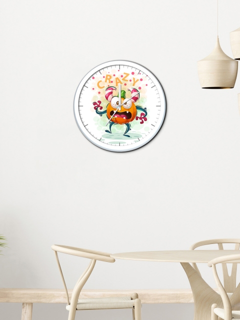 

WENS White & Orange Printed Contemporary Wall Clock