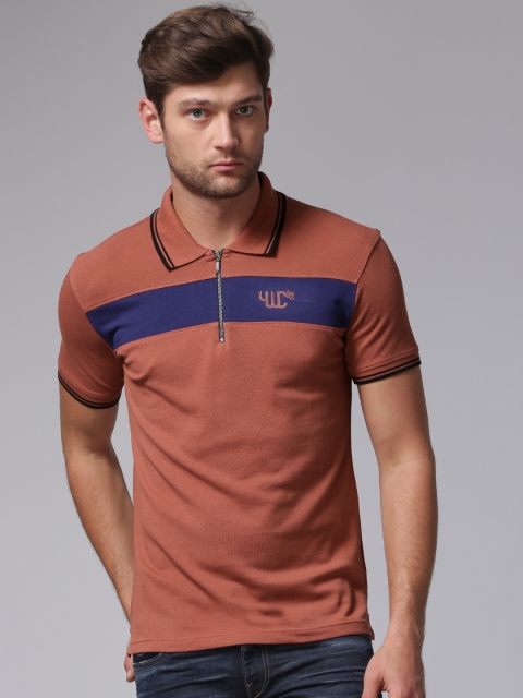 

YWC by Yuvraj Singh Men Rust Orange Solid Polo T-shirt