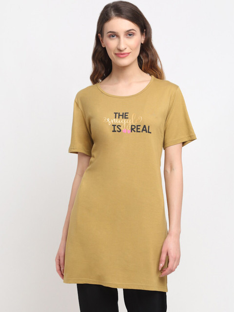 

Kanvin Women Green Printed Lounge Longline T-Shirt