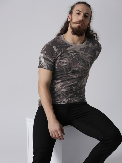 

YWC Men Taupe Yuvi Fit Printed Round Neck T-shirt