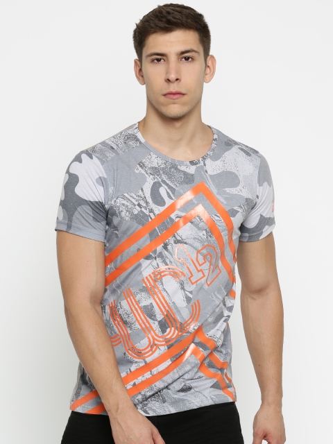 

YWC Men Grey Printed Round Neck T-shirt