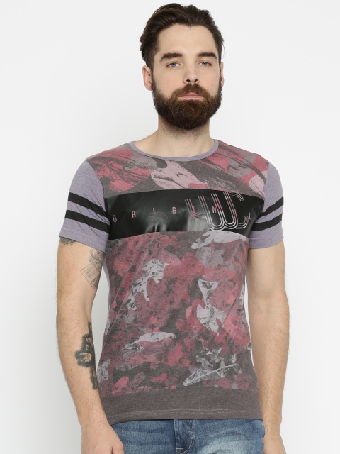 

YWC Men Grey Printed Round Neck T-shirt