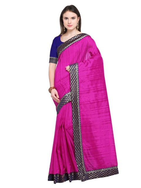 

SAADHVI Magenta & Blue Art Silk Saree