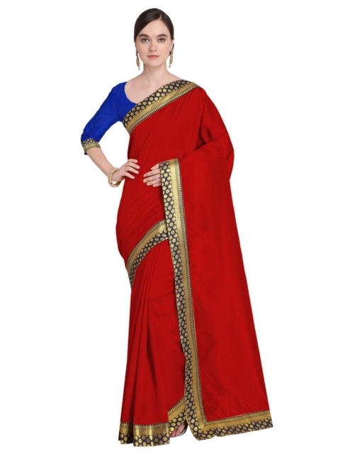 

SAADHVI Red & Black Art Silk Saree