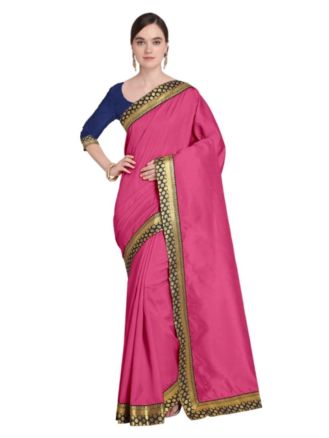 

SAADHVI Pink & Blue Art Silk Saree