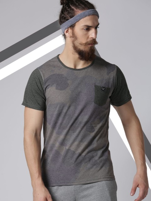 

YWC Men Beige Printed Round Neck T-shirt