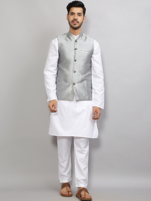 

GRACIT Men White Kurta with Pyjamas & Nehru Jacket