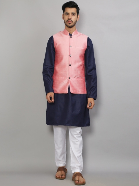 

GRACIT Men Navy Blue Kurta with Pyjamas & Nehru Jacket