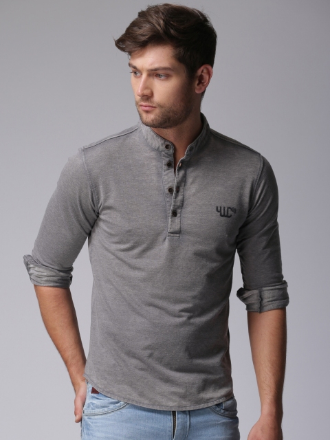 

YWC Men Grey Henley T-shirt