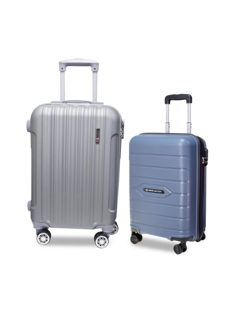

SWISS MILITARY Set of 2 Textured Hard-Sided Trolley Suitcase, Grey