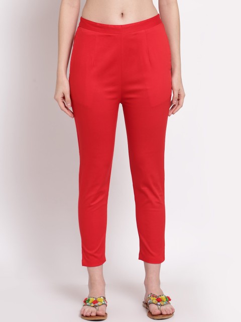 

Altiven Women Red Relaxed Slim Fit Low-Rise Trousers