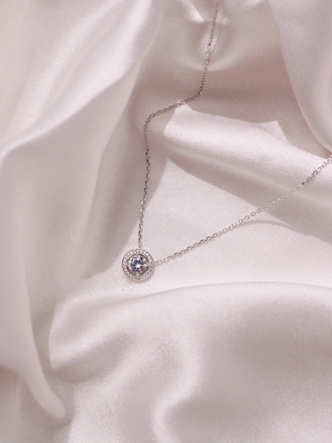 

CURIO COTTAGE Women Pure Silver-Plated CZ Studded Necklace