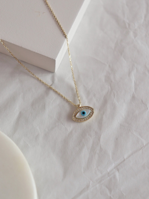 

CURIO COTTAGE Gold-Plated & White Silver Evil Eye Chain
