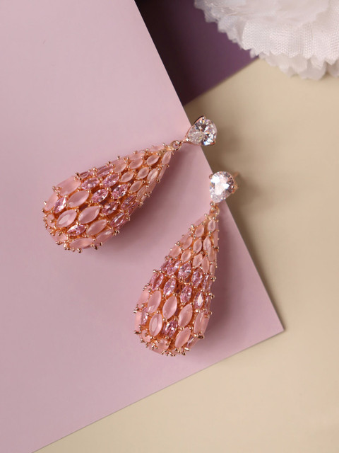 

CURIO COTTAGE Rose Gold Contemporary Drop Earrings