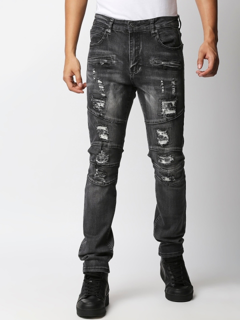 

WAIMEA Men Black Skinny Fit Highly Distressed Stretchable Jeans