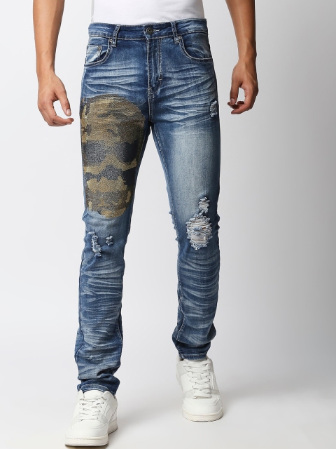

WAIMEA Men Blue Skinny Fit Mildly Distressed Heavy Fade Stretchable Jeans