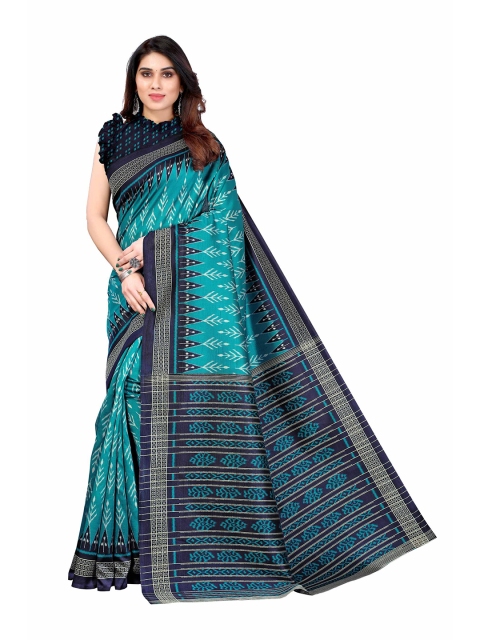 

AADVIKA Blue & White Art Silk Saree