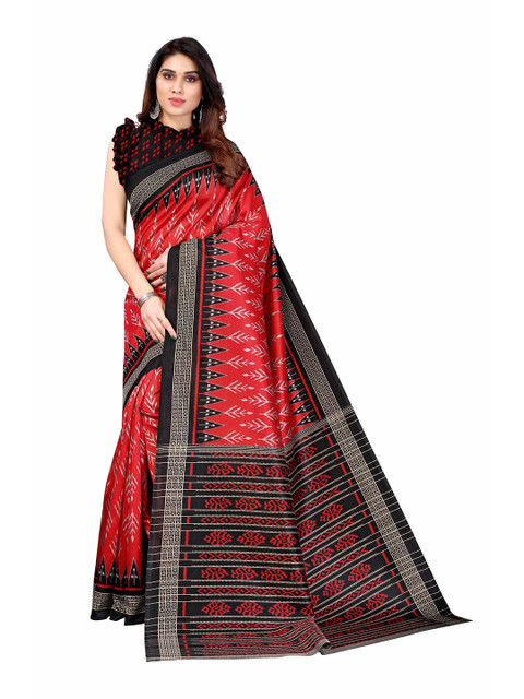 

AADVIKA Red & White Art Silk Saree