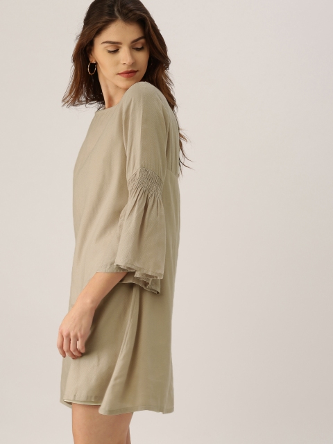

All About You Women Beige Self Design A-Line Dress