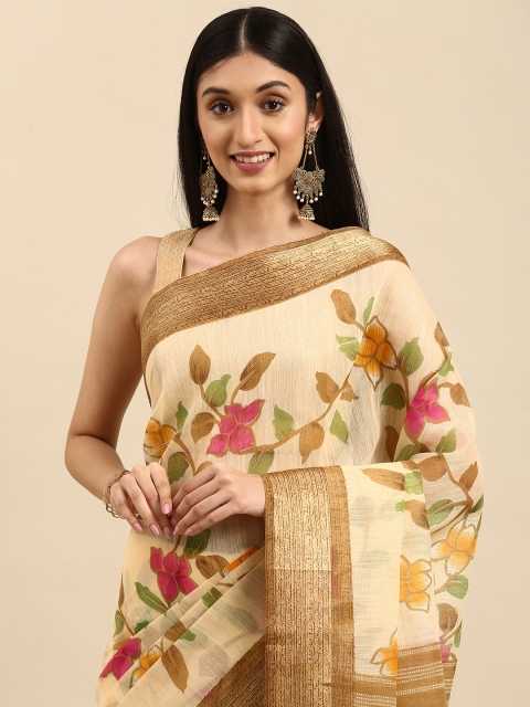 

Anouk Beige & Pink Ethnic Motifs Saree