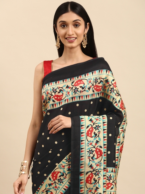 

Anouk Black & Yellow Ethnic Motifs Art Silk Saree