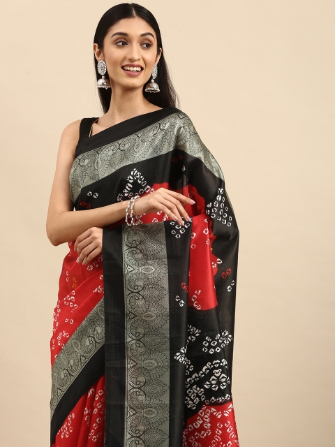 

Anouk Red & Black Ethnic Motifs Art Silk Banarasi Saree