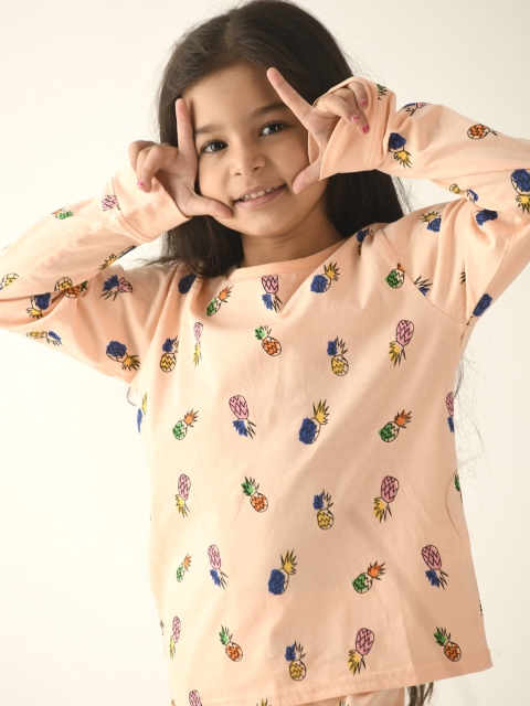 

Anthrilo Girls Peach-Coloured Printed Night suit