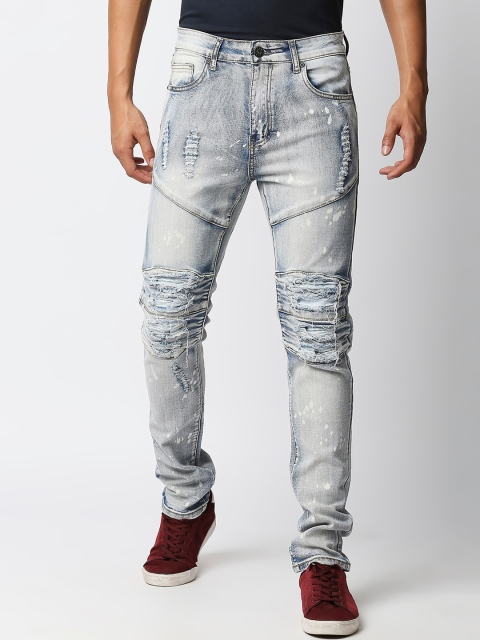 

WAIMEA Men Blue Skinny Fit Highly Distressed Heavy Fade Stretchable Jeans