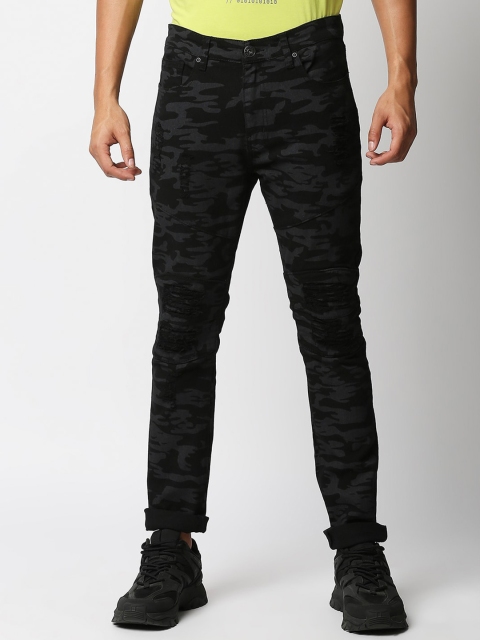 

WAIMEA Men Black Skinny Fit Printed Stretchable Jeans