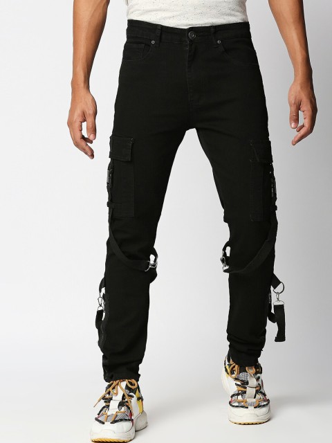

WAIMEA Men Black Skinny Fit Stretchable Jeans with Belt Straps