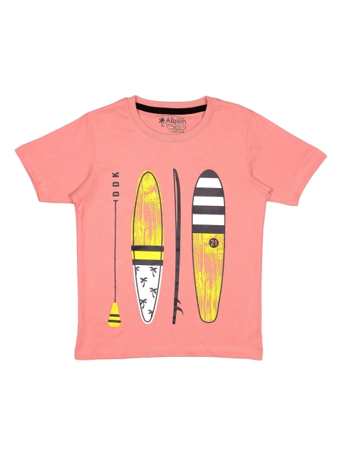 

Albion Boys Peach-Coloured Graphic Printed T-shirt