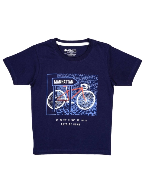 

Albion Boys Blue & White Printed Round Neck T-shirt