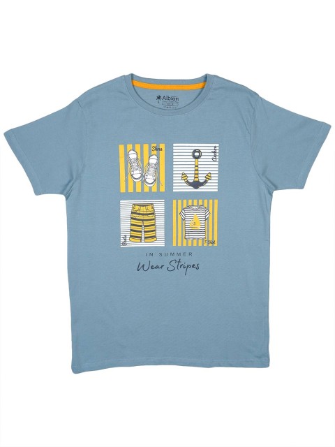 

Albion Boys Blue Printed T-shirt