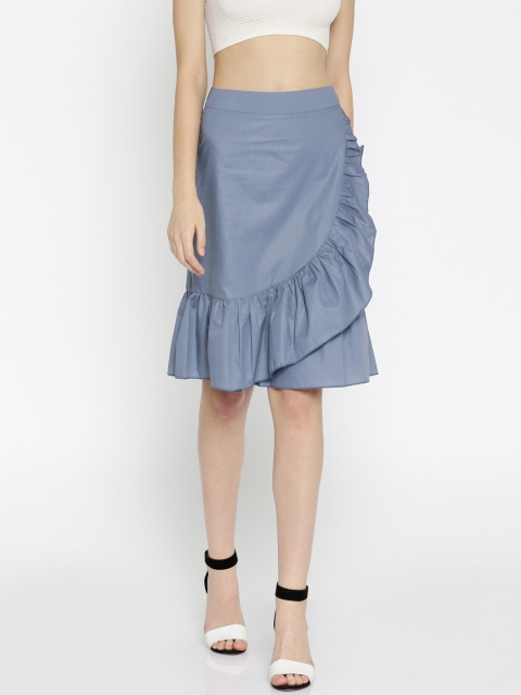 

SASSAFRAS Blue A-Line Trumpet Skirt