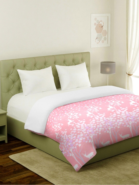 

KLOTTHE Pink & White Floral AC Room 350 GSM Double Bed Comforter