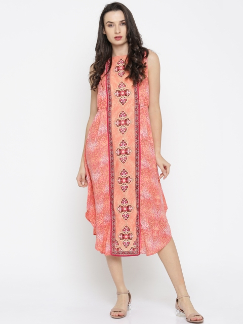 

Fusion Beats Pink Printed A-Line Dress