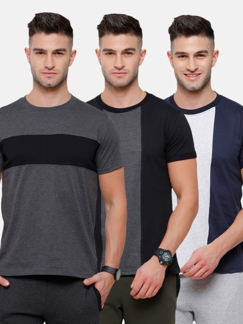 

MADSTO Men Multicoloured Pack Of 3 Slim Fit T-shirt, Multi