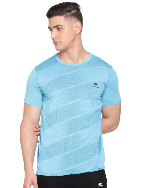

Gallus Men Blue Striped Dri-FIT Training or Gym T-shirt
