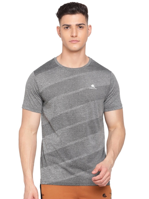 

Gallus Men Grey Striped Dri-FIT Training or Gym T-shirt
