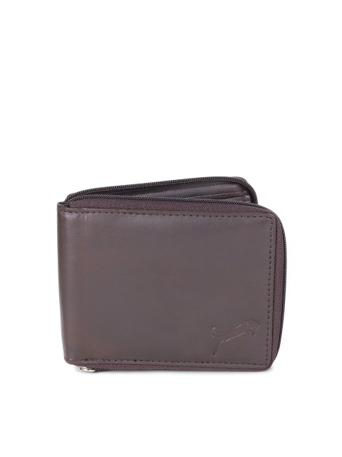 

WILD EDGE Unisex Brown Leather Zip Around Wallet