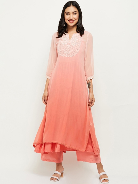 

max Women Pink Yoke Design Thread Work Anarkali Kurta