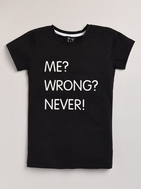 

Lazy Shark Girls Black Typography Printed Cotton T-shirt