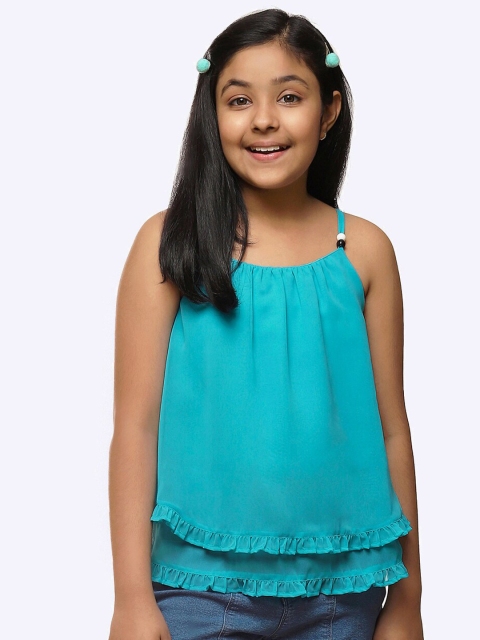 

CACA CINA Turquoise Blue Layered Georgette Top