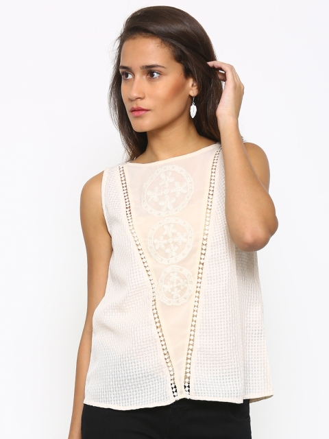 

Fusion Beats Cream Embroidered Top