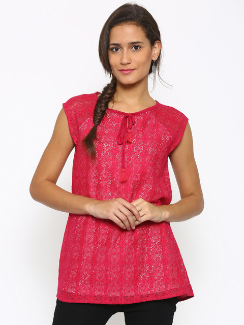 

Fusion Beats Magenta Lace Top