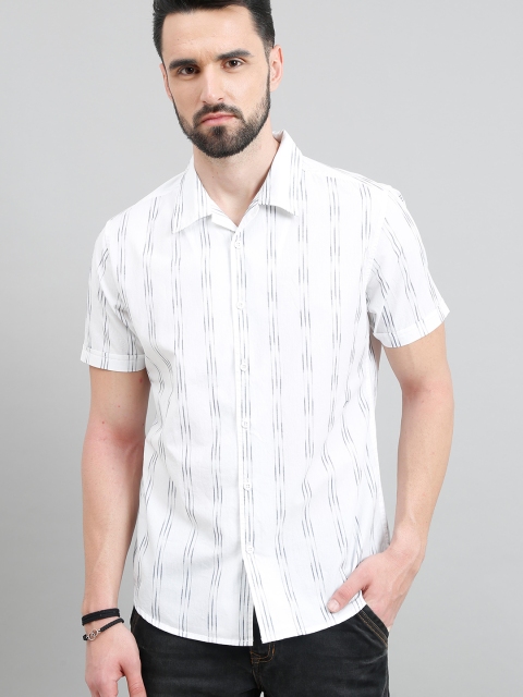 

HERE&NOW Men White Slim Fit Printed Cotton Casual Shirt